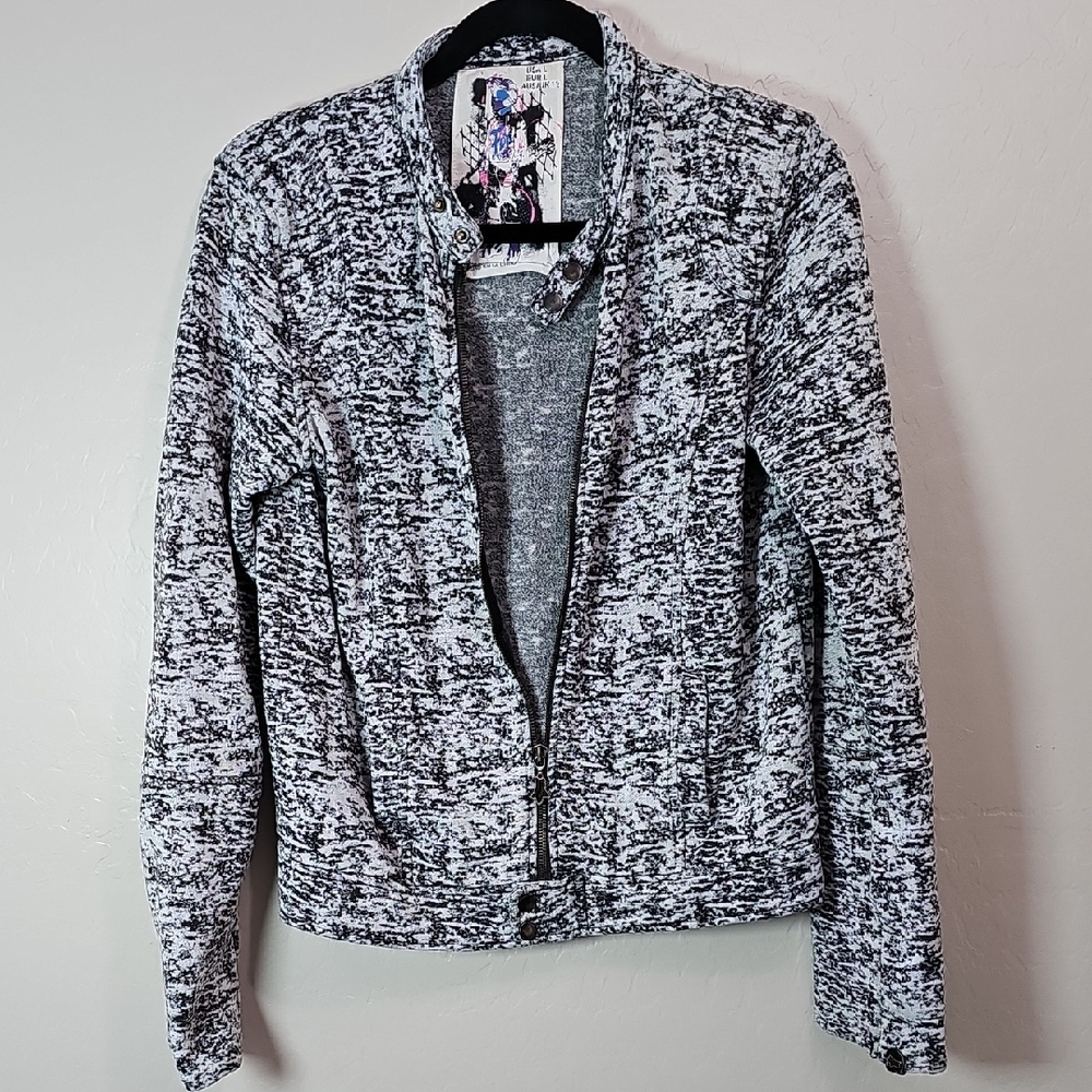 Fox Clothing Biker Jacket Black and White. 60% Cotton 40% Polyester